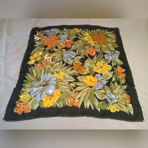 Vintage Italian Floral Hibiscus Scarf